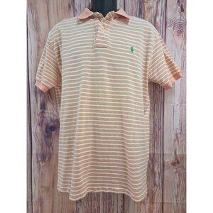 Polo Ralph Lauren Mens Orange Striped Cotton Polo Shirt Large